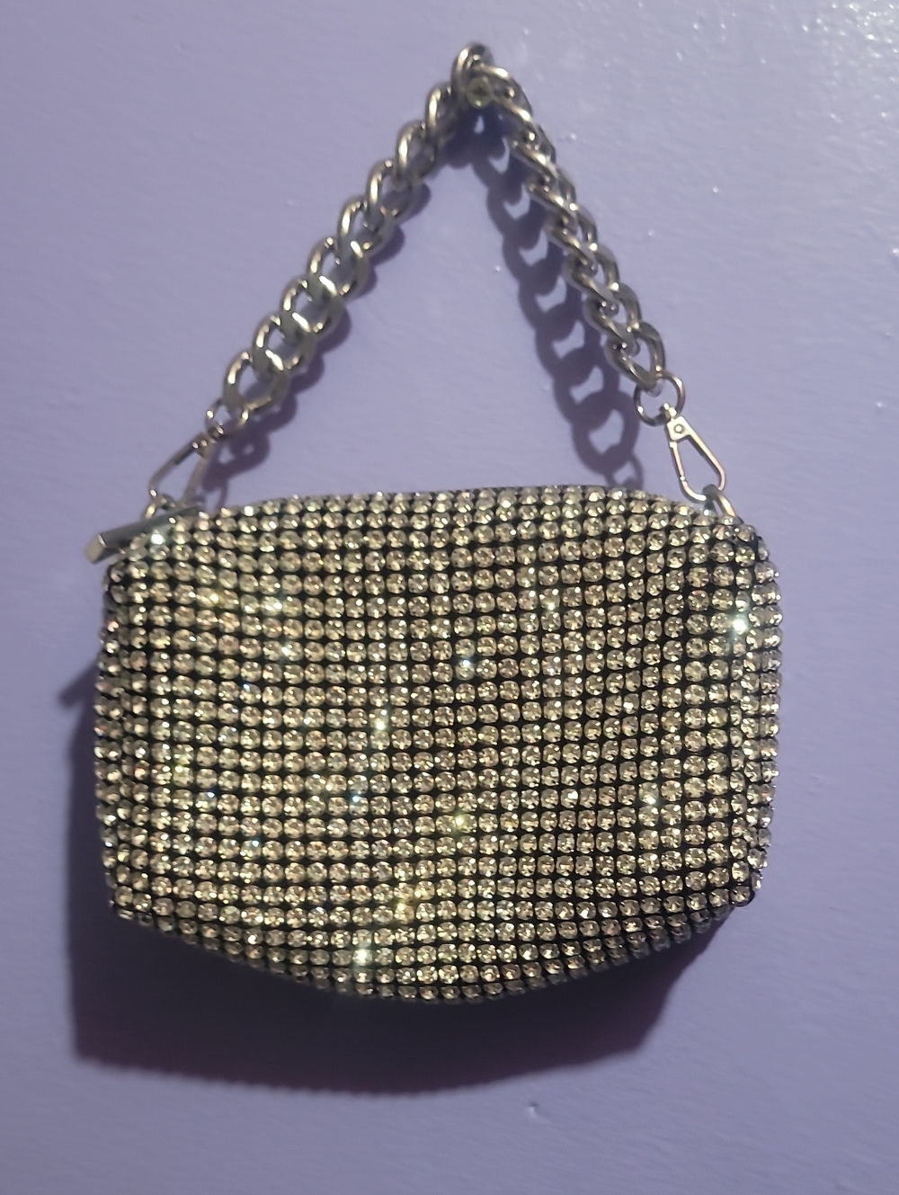 Aldo Silver Crystal Chain Wristlet